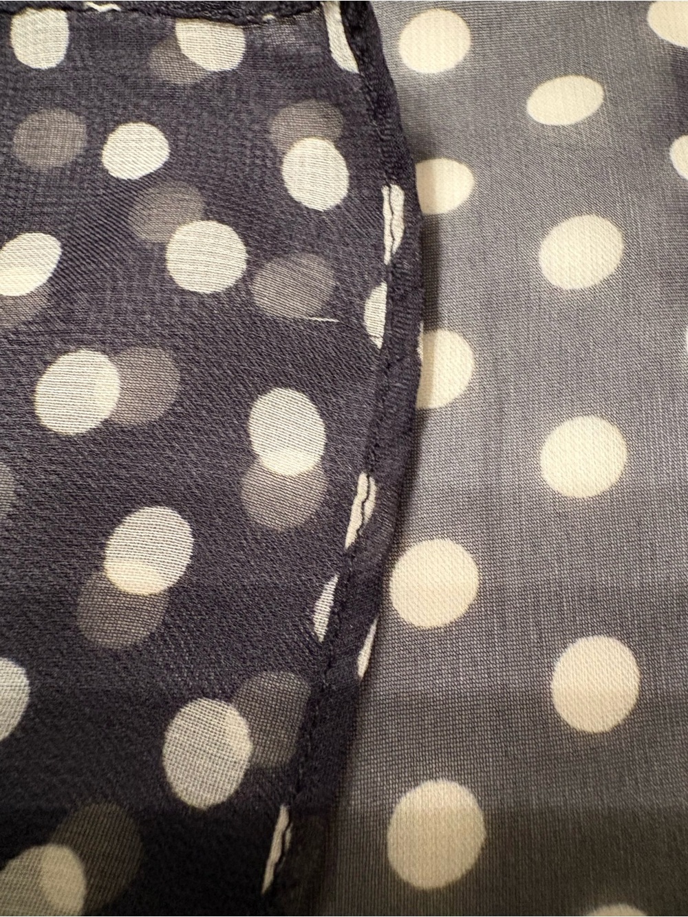 Polka Dot Chiffon Neck Scarf - Black & Cream - Picture 5 of 5